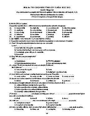 Đề & đáp án thi chọn HSG tỉnh lớp 12 năm học 2013 môn thi Tiếng Anh